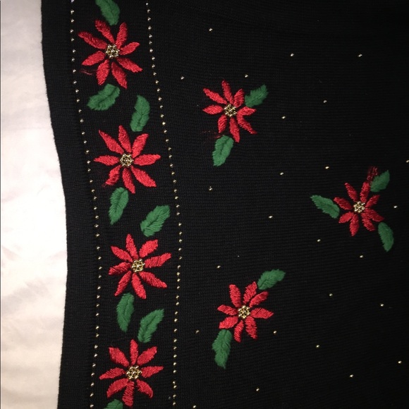 Christmas poinsettias sweater m / tall - Picture 7 of 8